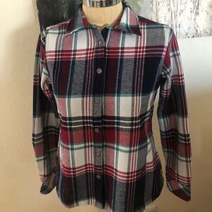 ORVIS Flannel Shirt Jacket Fleece Lined Plaid Snap Down Side Pockets